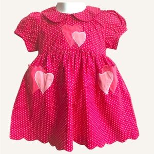 April Cornell Red & Pink Polka Dot Heart Dress.